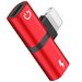 Mini Adaptor Lightning Splitter iUni dual port, pentru casti si incarcare iPhone, Red